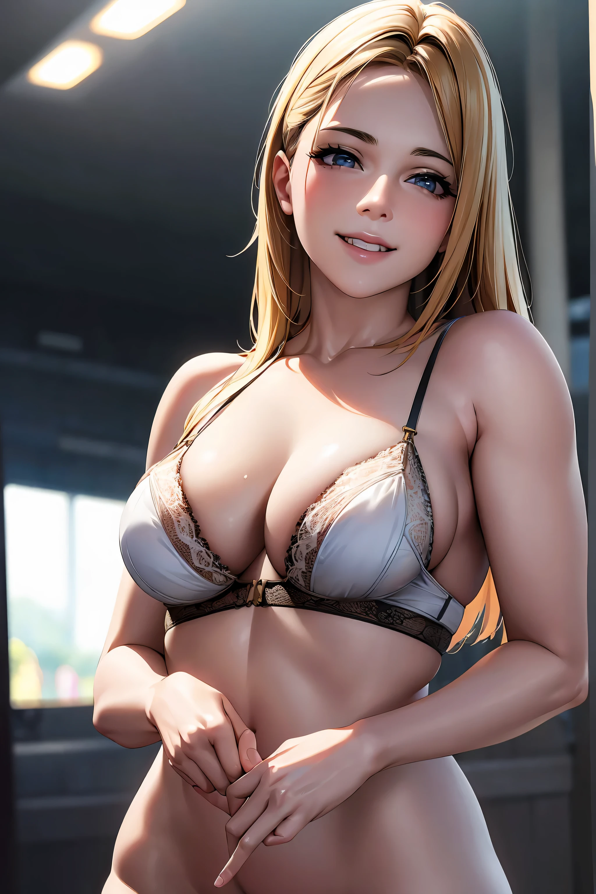 (8k, masterpiece), ultra high resolution, (realistic, photo-realistic), Melissa Joan Hart, lingerie, in the amusement park, giving a cute and sexy smile, delicate face, detailed skin, realistic skin details, visible pores,
