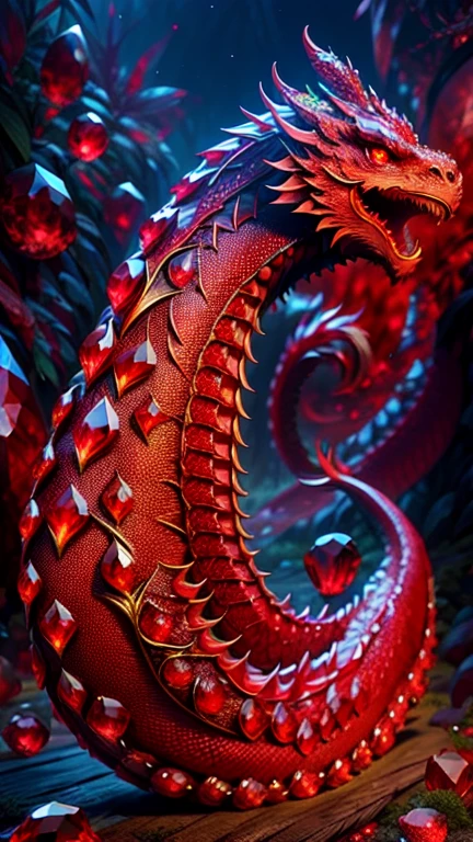 ruby style, dragon, Red crystals