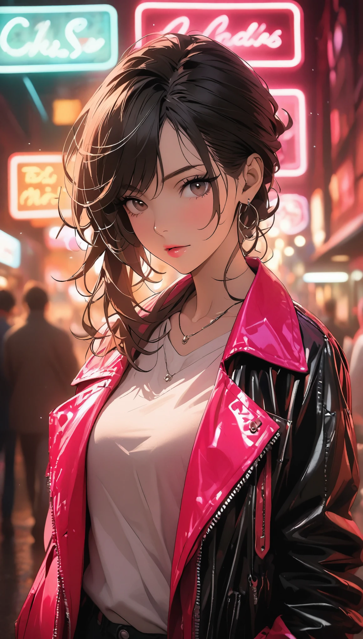 Fashion portrait color photos, Miss, neon lights