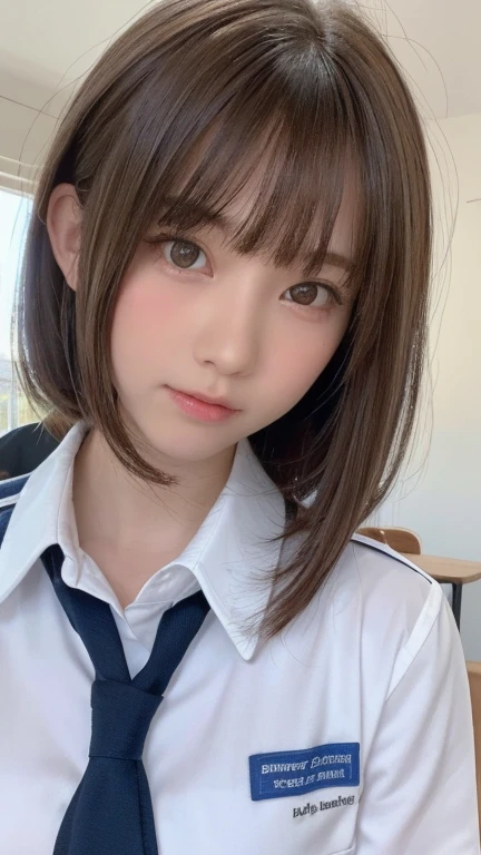 ((whole body 1.4)),one girl, (a beauty girl, delicate girl:1.3), (12 years old, gal:1.3),
break, (school uniform:1.3),
break, very fine resolution,
break, small breasts, brown eyes, parted bangs, brown hair, girl,
break, (Eye and face details:1.0),
break, (masterpiece, highest quality, super detailed, detailed face, 8K)