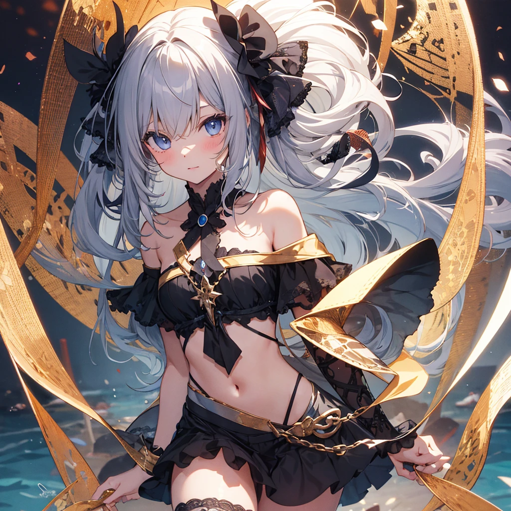 extremely delicate and beautiful, masterpiece, Best Quality, ultra high resolution, 16k, Photorealistic, ultra-detailed, Very detailed CG 8k wallpaper, Beautiful Lighting, Perfect Lightning, Realistic Shadows, anatomically correct, Detailed shiny skin, Latino, late 20s, Slim body, Slim abdomen, small head, handsome detailed woman, very detailed eyes and face, realistic face proportions, Stunning detailed eyes, Realistic small beautiful face, Realistic small beautiful eyes, double eyelids, makeup, tearful mole, mole on chest, earring, full body shot, huge round breasts, cleavage, Soft midriff, Fine Collarbone, beautiful and very thin legs, beautiful and very thin thighs, bare shoulders, bare legs, wet, short wavy white bronze hair, Summer outfit,