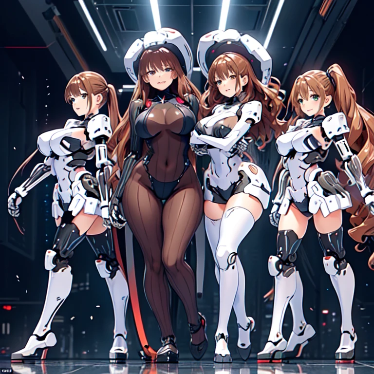 Multiple robot women,
All of them have perfect human female faces.,
Everyone except their faces are machines.,
Everyone is not wearing clothes,
brown hair,
wavy hair,
hazel eyes,
very detailed,
smile,
Everyone is a machine except for their faces.,
All have mechanical limbs,
No clothes for everyone,
All exposed internal skeletons,
Everyone has a different colored internal skeleton.,
Everyone is a skeleton from the neck down,
full body shot,
Millions of Robot Girls,
Crowded,
Marching robot girls in the background,
Everyone is showing each other their bodies,
embarrassing