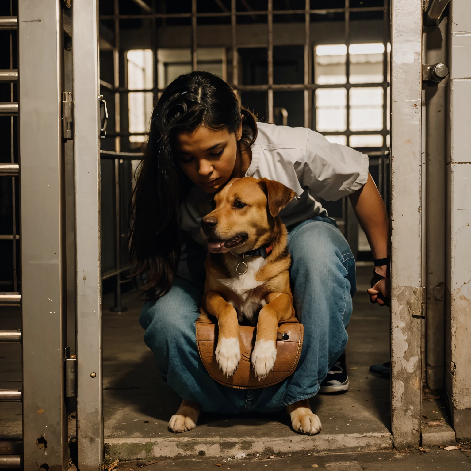 Dog in prison being made into another dogs bitch