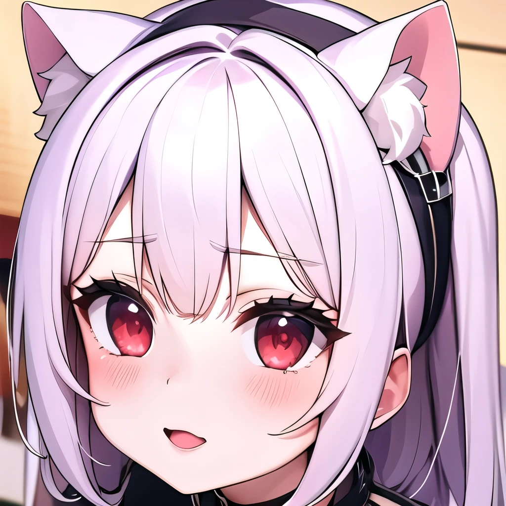 (masterpiece, best quality:1.2), Emoticon packages,red eyes，white hair，cat ears 