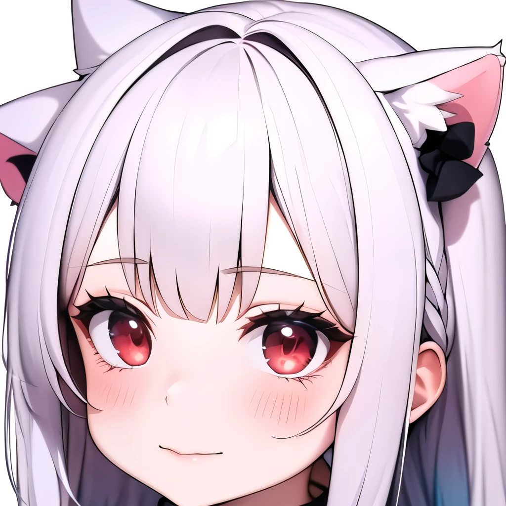 (masterpiece, best quality:1.2), Emoticon packages,red eyes，white hair，cat ears 