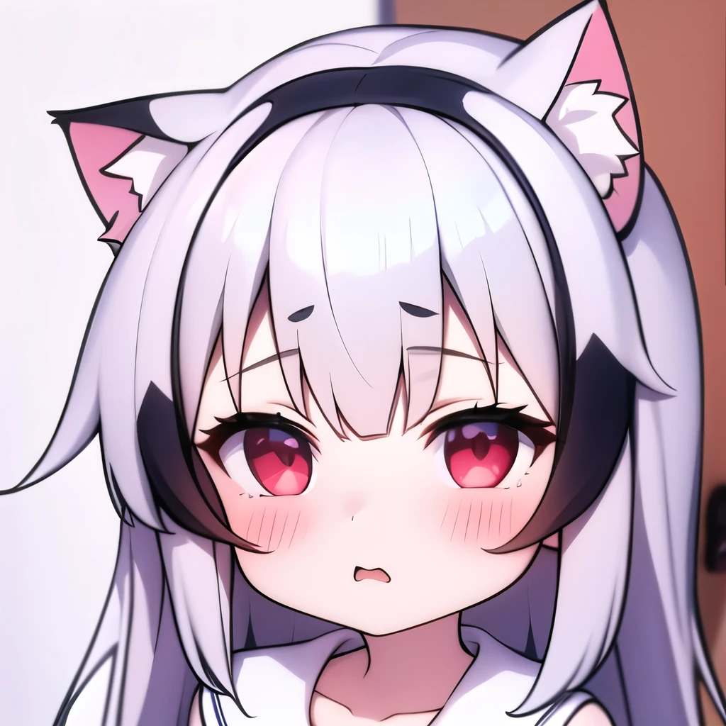 (masterpiece, best quality:1.2), Emoticon packages,red eyes,white hair,cat ears
