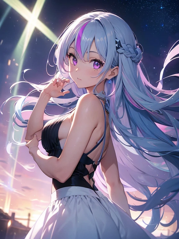 kawaii shota,black long loose hair,slut style night wear with light blue,