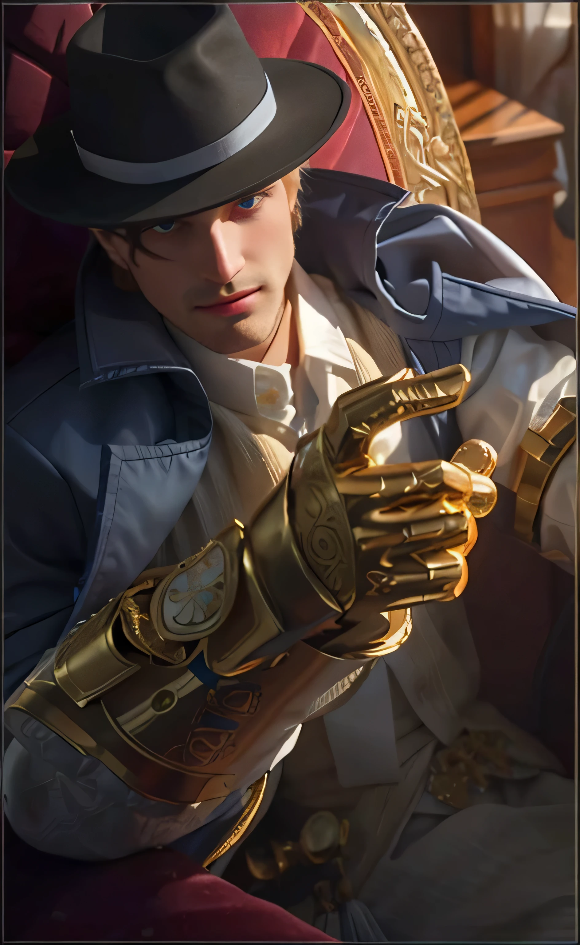 1man, (a close-up),(best quality,highres,ultra-detailed),portrait,detailed facial features,(beautiful detailed eyes),delicate androgynous prince,blue eyes,blonde hair,(white costume,flowing white garments,flowy white attire),(rose on shoulder,rose accessory),male character,(sigma male:1.1),(realistic,photorealistic:1.37),soft lighting,vibrant colors