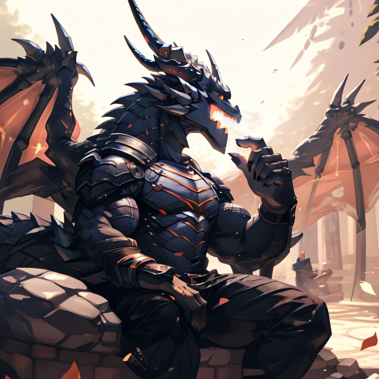 (dragon),golden eyes, (muscular body:1.3), perfect eyes, Handsome, OK, (sit on seat),(whole body),In the sauna,(close up),(happy eyes:1.2),look at screen,(dragon horn),(dragon tail),perfect masterpiece,(16K),white belly,alone,((Strong)),(thermal),(sitting),Perfect proportion,front,blush,Sweat,(Wave hello:1.5),(hand:1.3),(Open your mouth slightly and breathe.:1.2),(imagine:1.2),(Clothes soaked whole body:1.3),Strong,muscle,With dragon wing,bi-winged,more details