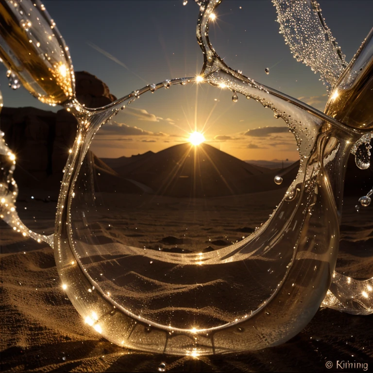 Desert hillorning sun,Petal water droplets