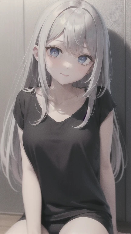 ((masterpiece, best quality))++, Detail lights+, detail hair+, Detail hand+ ,1 girl, Honey, (long gray hair)++, dark blue eyes, beautiful eyes, Young gray hair,,(beautiful white hair:1.5),(beautiful eyes), High resolution+, black , a white pajamas, Glass tones, Reflective eyeanyery detail wallpaper, original, ,ATM Card ,nature,White Rose