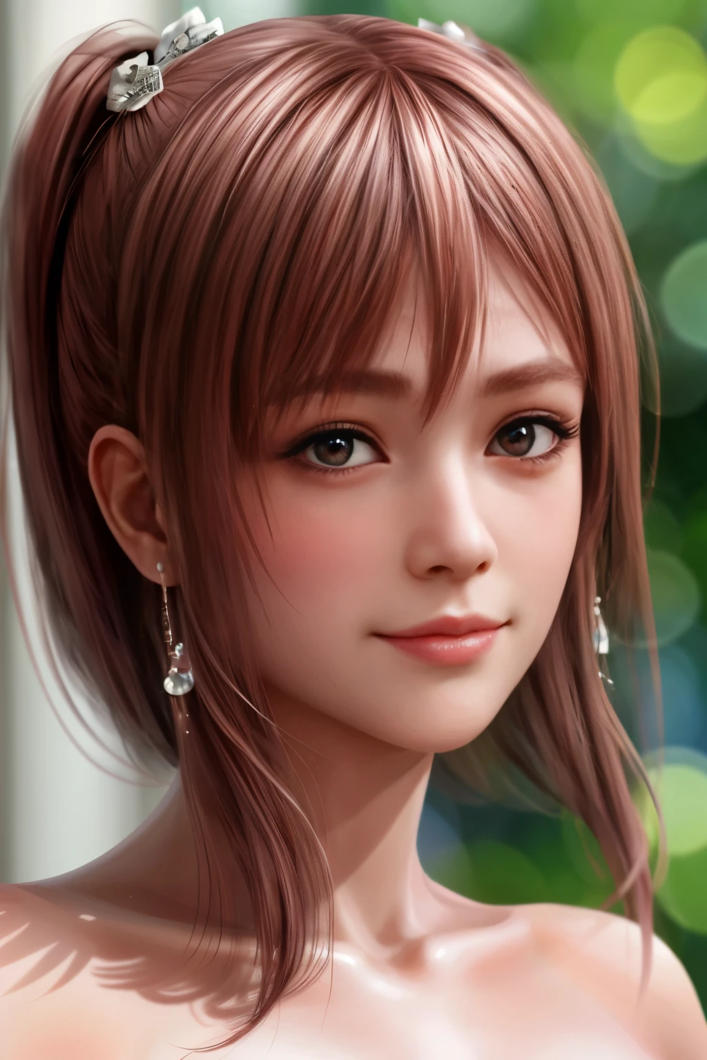 Honoka, close up, face, portrait, wondering look, add_detail:1, feminine muscles 