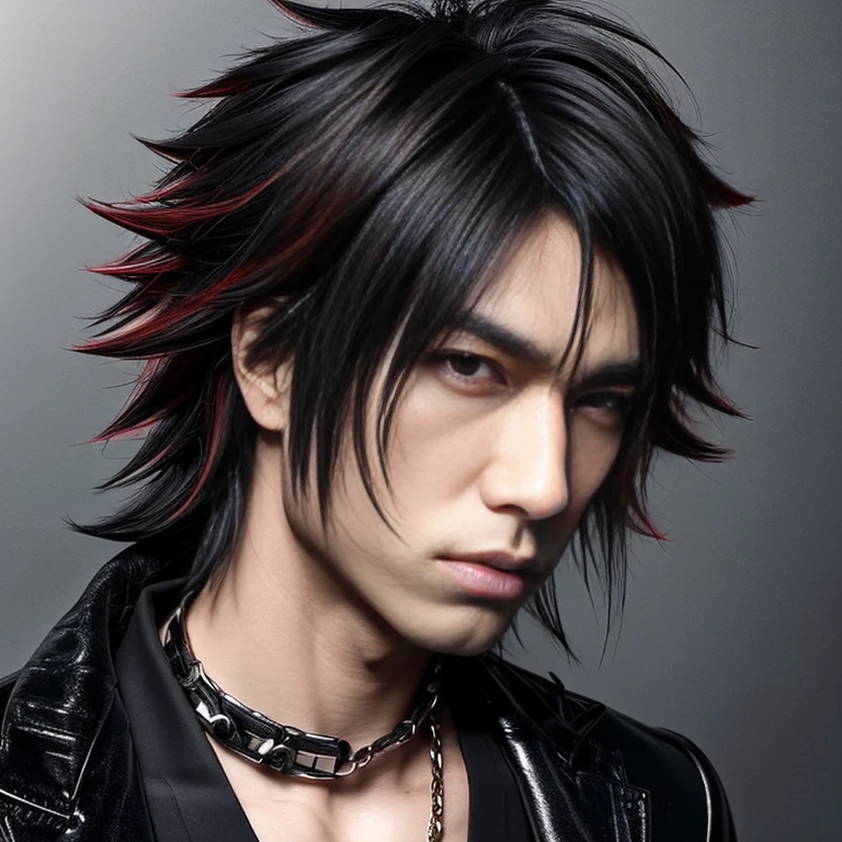 1 man, Japanese man, male, Asian eyes, muscular, broad shoulders, dragon,hairstyle Visual Kei style, hair Visual Kei, black men's shirt and black pants, ultra detailed face, hyperrealistic, realistic representation, 30 years old!,age 30 years! Blonde hair, long hair.