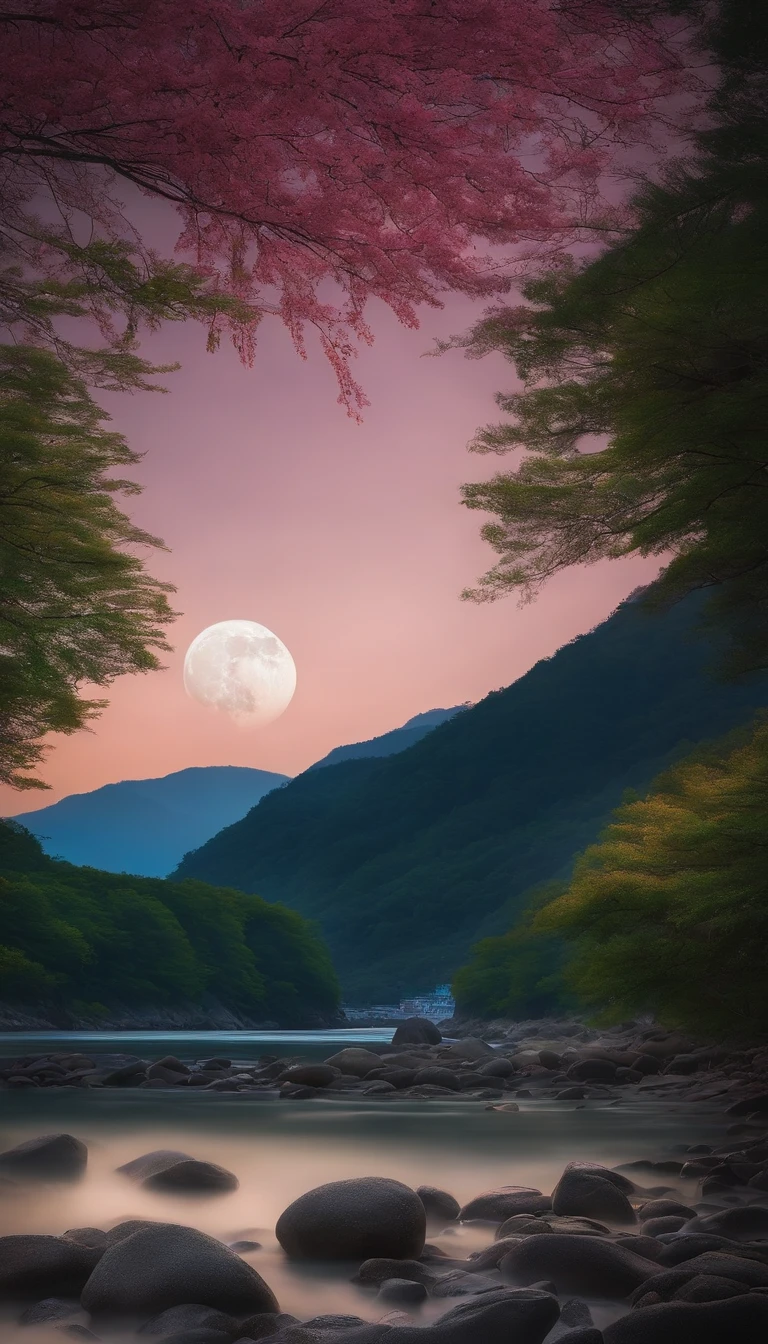 The tide of the Chuncheon River connects the surface of the sea，The bright moon over the sea coexists with the tides。
Thousands of miles by waves，Where there is no moonlight in the river in spring。
The river flows around Fangdian，The moonlight and flower forest are like fog。