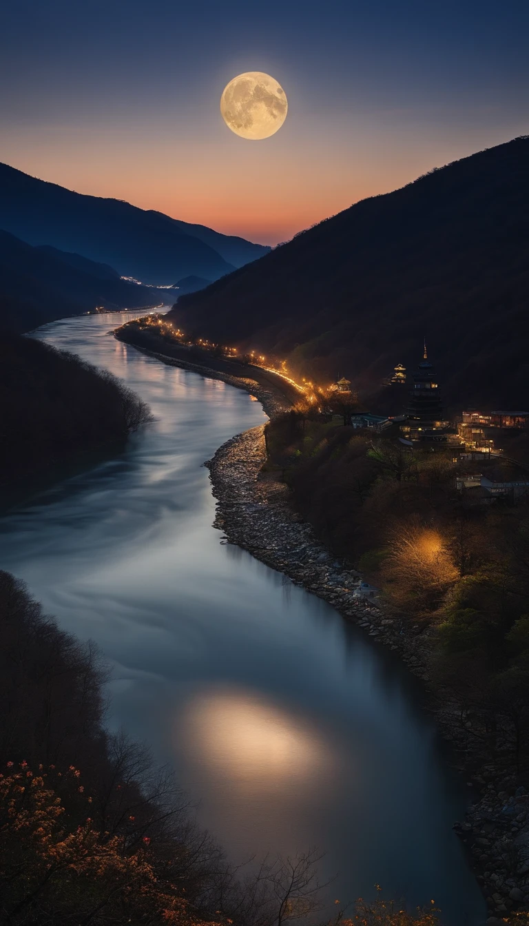 The tide of the Chuncheon River connects the surface of the sea,The bright moon over the sea coexists with the tides。
Thousands of miles by waves,Where there is no moonlight in the river in spring。
The river flows around Fangdian,The moonlight and flower forest are like fog。