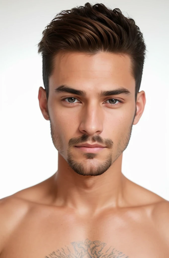 A photorealistic portrait of a insanely handsome young man, no shirts, very strong, chiseled and extremely tattooed sitting on a step next to a big fierce dog, a large door as the background, a colorized photo by Jesse Richards, instagram contest winner, maximalism, masculine, handsome, grotesque, photograph, detailed symmetric realistic face, extremely detailed natural texture, peach fuzz, long hair, masterpiece, absurdres, nikon d850 film stock photograph, kodak portra 400 camera f1.6 lens, extremely detailed, amazing, fine detail, hyper realistic lifelike texture, dramatic lighting, unrealengine, trending on artstation, cinestill 800 tungsten, looking at the viewer, photo realistic, RAW photo, TanvirTamim, high quality, highres, sharp focus, extremely detailed, cinematic lighting, 8k uhd,-imagine-