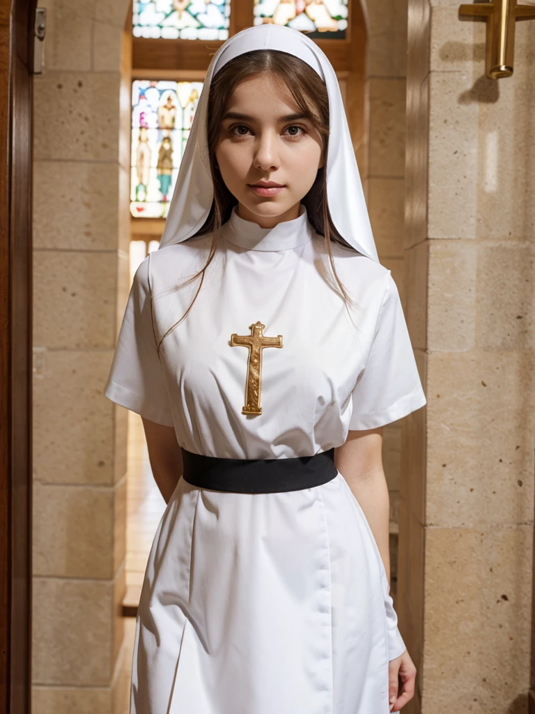 Beautiful girl in Catholic religious nun outfit 