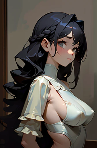 (masterpiece), (High resolution), (super delicate)breast enhancement,(snap shot), antique,Photographed from the front, Unique atmosphere、((hairstyle:layered))