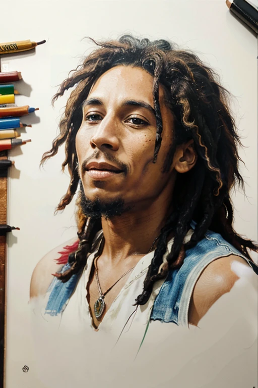 MAKE A DRAWING OF BOB MARLEY WITHOUT BACKGROUND