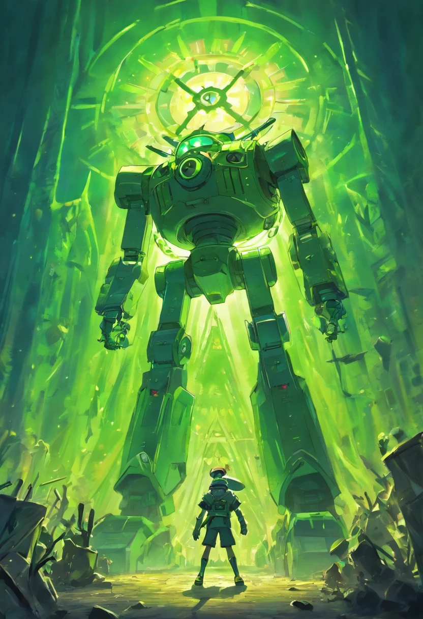 Spongebob the flying dutchman ship as a melee battle robot mech with schmitar as a weapon, glowing ghostly green. More ghost more mech, more depth in design. Looks more like a sailimg ship. Dutchman. Ghost ghost ghost