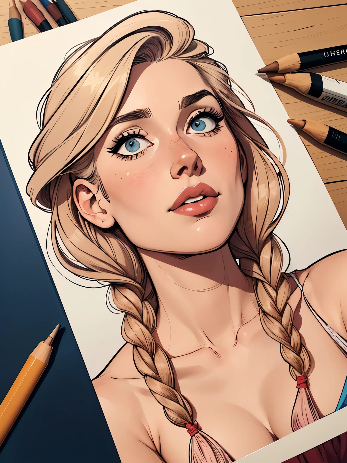 Personagem Fleur Delac sem roupas nua pelada sem roupas magem de desenho animado de uma mulher .cartoon style illustration, estilo de arte dos desenhos animados, estilo de arte dos desenhos animados, digital illustration style, design de personagens altamente detalhado, arte digital detalhada fofa, floresta Design de personagens de retrato, beautiful digital illustration, retrato de alta qualidade, Arte em quadrinhos, mulher jovem. expression of sexual desire well-aligned braided hair