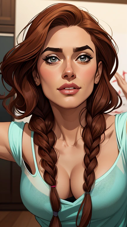 Personagem Salma Hayek sem roupas nua pelada sem roupas magem de desenho animado de uma mulher .cartoon style illustration, estilo de arte dos desenhos animados, estilo de arte dos desenhos animados, digital illustration style, design de personagens altamente detalhado, arte digital detalhada fofa, floresta Design de personagens de retrato, beautiful digital illustration, retrato de alta qualidade, Arte em quadrinhos, mulher jovem. expression of sexual desire well-aligned braided hair