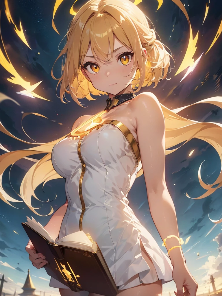(Very detailed CG ユニティ 8k 壁紙)、(masterpiece)、(highest quality)、(Very detailed)、(Best illustrations)、(Best Shadow)、alone、One Girl、Yellow Eyes、Big Eyes、Big Breasts、whole body、yukata、evening、Night Park、whole body、Bright hair color、Messy wavy long hair、Shiny skin、Shiny texture、