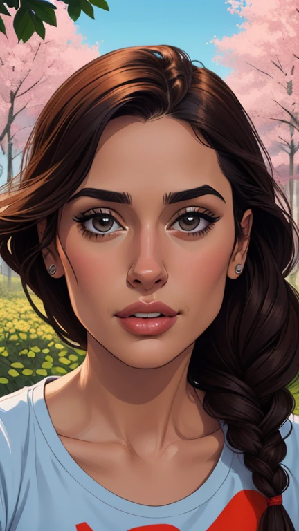 Personagem Salma Hayek (nua roupas nua pelada sem roupas) imagem de desenho animado de uma mulher jovem .cartoon style illustration, estilo de arte dos desenhos animados,digital illustration style, design de personagens altamente detalhado, arte digital detalhada profissional, floresta Design de personagens de retrato, beautiful digital illustration, retrato de alta qualidade, Arte em quadrinhos, mulher jovem. expression of sexual desire well-aligned braided hair . Roupas leves de primavera