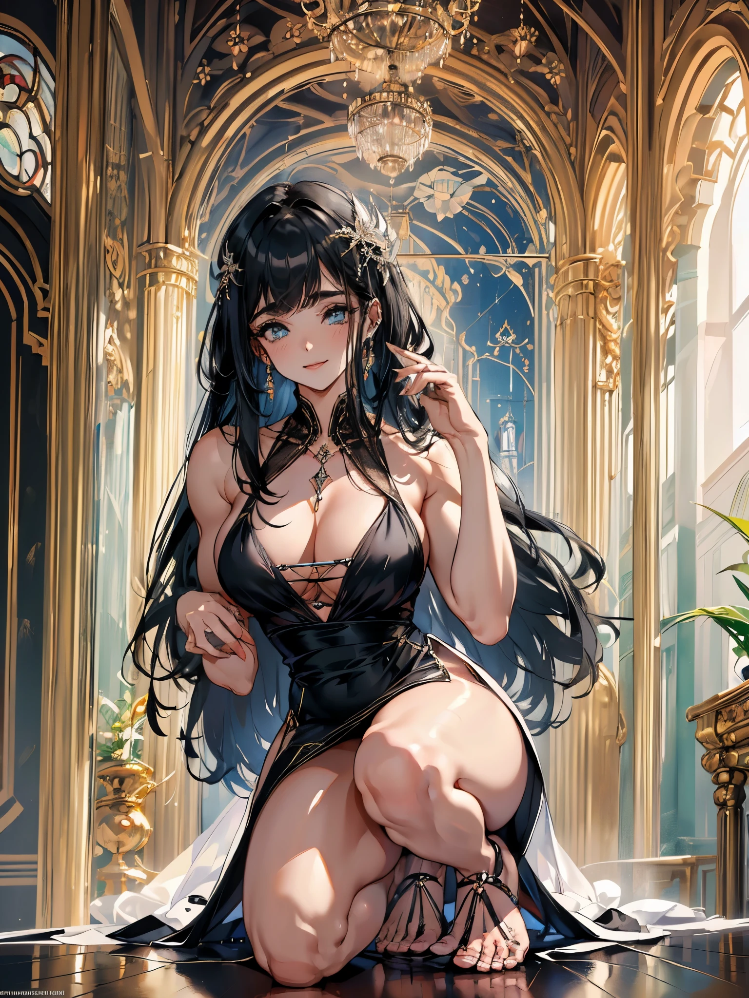 ((Melhor qualidade, 8k, obra de arte :1.3)), 1 garota, sorridente, corpo todo, rosto magro, mulher bonita, (Cabelo branco neve), vestido longo :1.1, bare feet, Rosto ultra detalhado, olhos detalhados, Double eyelid, desfocar o fundo, rosto magro, cidade, fora, Rua, (((your dress has a divider that shows your thigh))), big ass, thick muscle coxa