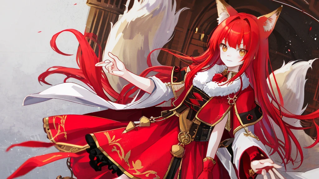 fox girl with red hair and royal clothes