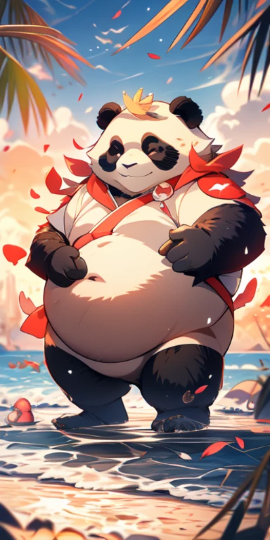 Panda Sumo Wrestler, MG xiongmao,1 panda gordinho,Sky,nuvem,ao ar livre,Sozinho,tem,peludo,grama,folha,olhos fechados,nuvemy Sky,petals,standing,tissue,sem humanos,lua,at the bottom of the water,bolha,