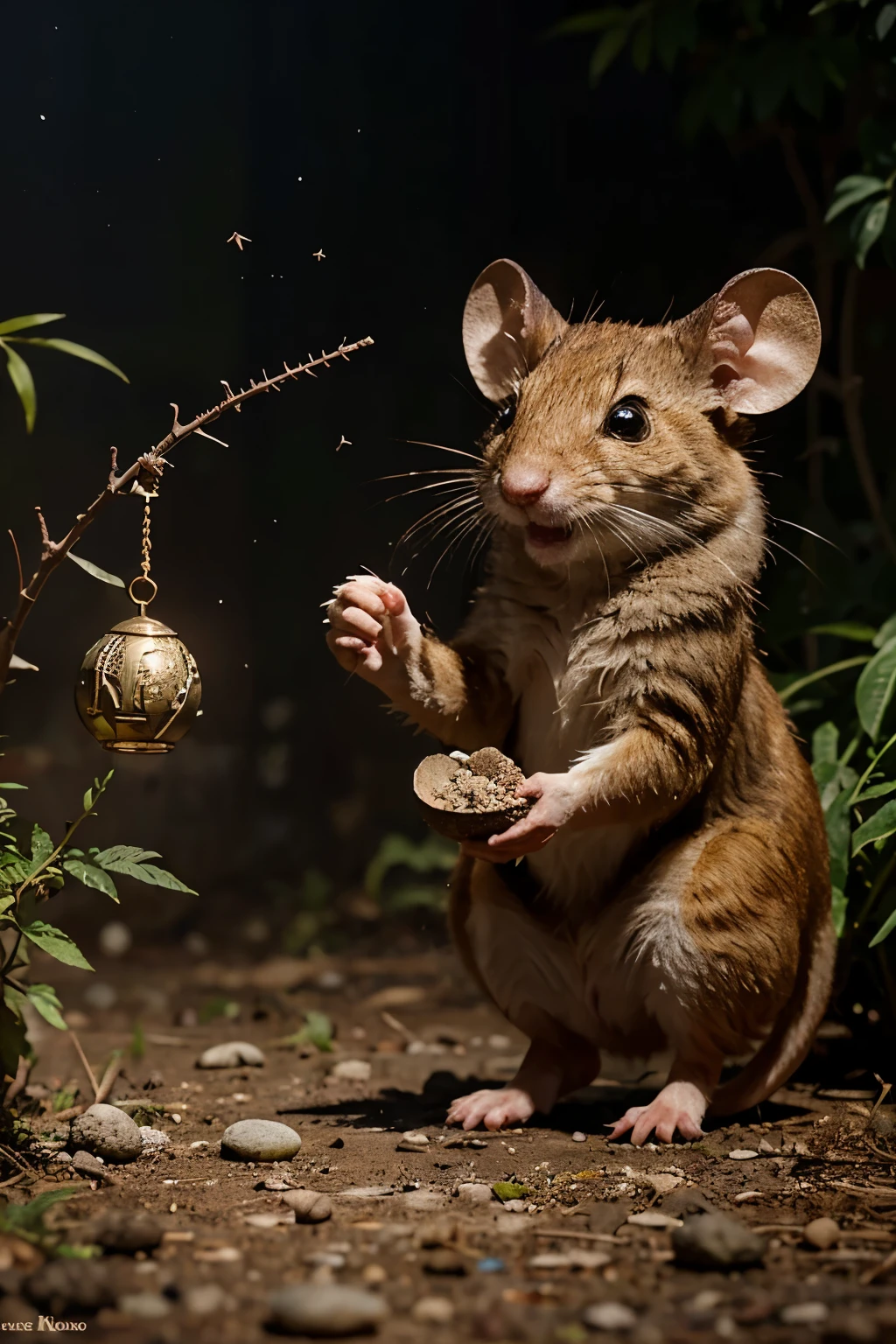 And the lord of creation called out to his meekest creation the diminutive field mouse and said "Go out and strike the mighty gong of the world with all your might, and the field mouse did as he was commanded and crept out of his safe hiding hole along his way to his favorite seed feeding grounds he crept up to the nearest fruiting bush nibbled on a group of seeds one of which fell to the ground with the slightest tremor upon a small oddly shaped pebble and started the mightiest roar of existence and sound from that worldly bell.