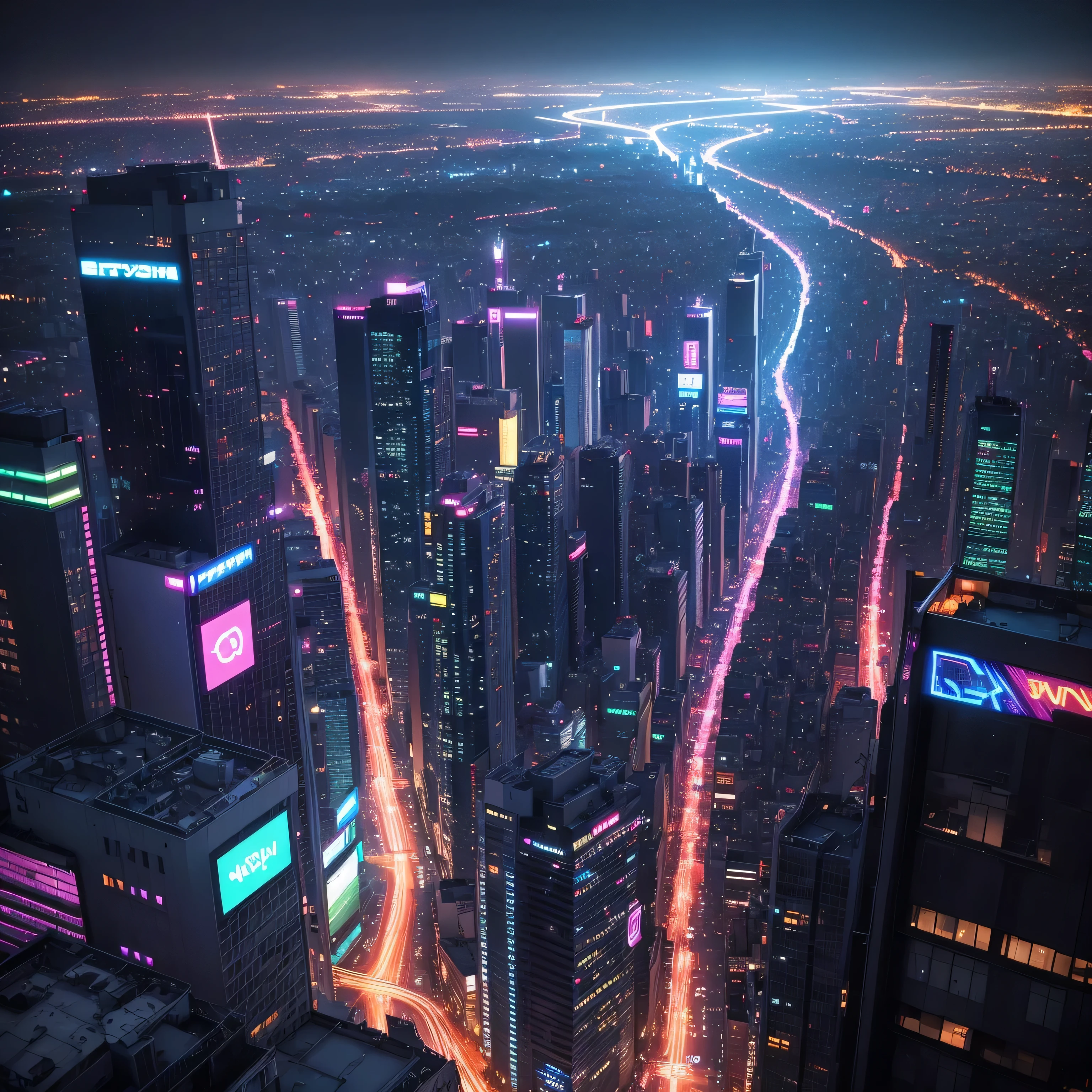 night, city, neon, club, Tokyo, crowd, radiating light