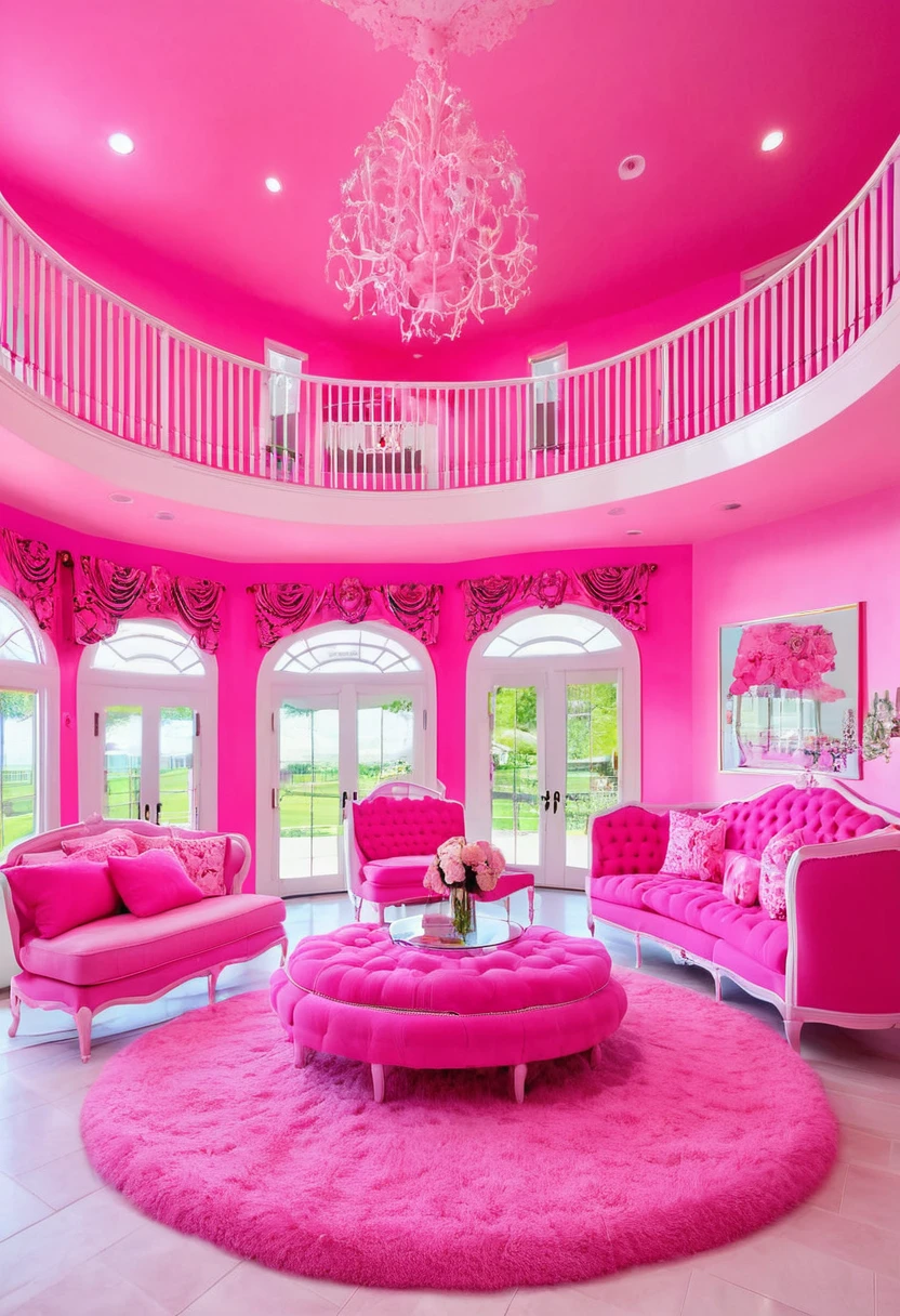 Inside a big pink dream house (furnitured)