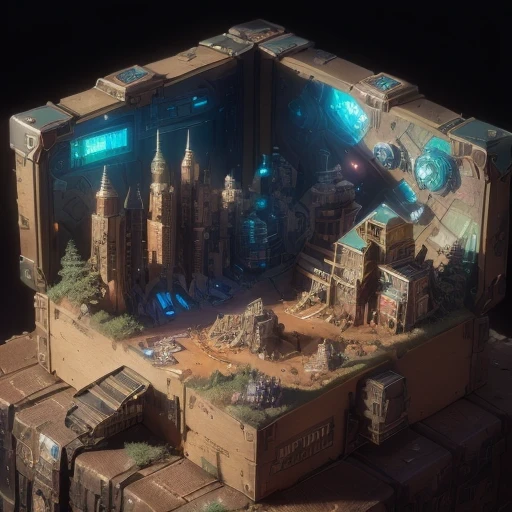 6598年Mars realistic model, (bifurcation, original photo, best quality, masterpiece:1.4),SteampunkCyberpunk6820 City,(CyberpunkMars light:1.3), Mars (related to land),(in a small nature box:1.3),Isometric, small nature, landscape on foundation,landscape,