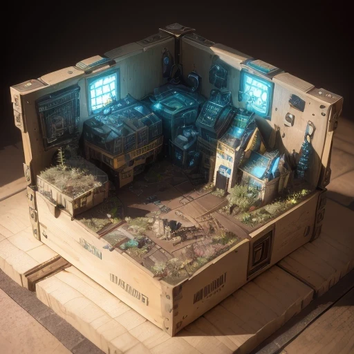 6598年Mars realistic model, (bifurcation, original photo, best quality, masterpiece:1.4),SteampunkCyberpunk6820 City,(CyberpunkMars light:1.3), Mars (related to land),(in a small nature box:1.3),Isometric, small nature, landscape on foundation,landscape,