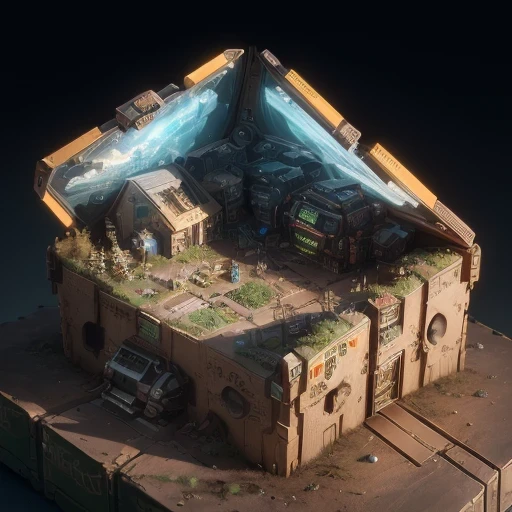 6598年Mars realistic model, (bifurcation, original photo, best quality, masterpiece:1.4),SteampunkCyberpunk6820 City,(CyberpunkMars light:1.3), Mars (related to land),(in a small nature box:1.3),Isometric, small nature, landscape on foundation,landscape,