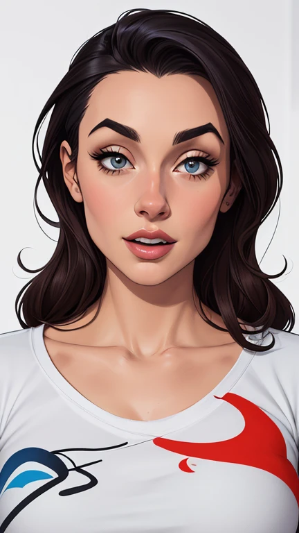 estilo de desenho animado:1.2),  fundo branco mulher Imagem de desenho animado de uma mulher , roupas sensuais , garota super valente destemida , cartoon style illustration, estilo de arte dos desenhos animados, estilo de arte dos desenhos animados, digital illustration style, design de personagens altamente detalhado, arte digital detalhada fofa, City fan art, design de personagem retrato, beautiful digital illustration, retrato de alta qualidade, arte em quadrinhos, retrato do design do personagem, white background Buso without clothes and medium breasts female character everyone in Scream the movie actresses