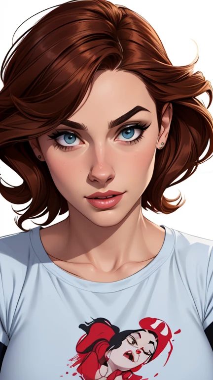 estilo de desenho animado:1.2), Jennifer anistonmulher Imagem de desenho animado de uma mulher , roupas sensuais , garota super fofa, authoritarian would be facial expressioncartoon style illustration, estilo de arte dos desenhos animados, estilo de arte dos desenhos animados, digital illustration style, design de personagens altamente detalhado, arte digital detalhada fofa, City fan art, design de personagem retrato, beautiful digital illustration, retrato de alta qualidade, arte em quadrinhos, retrato do design do personagem, white background Buso without clothes and medium breasts, beautiful and symmetrical body curves