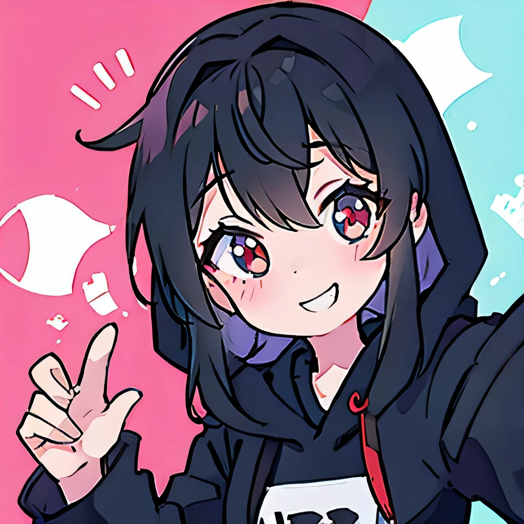 selfie, smile,Black hoodie - hood - not covered,modern japanese women,Hair - Long, Background - Home room,Ulzzang, cute natural anime face, Chiho, Clean and cute face, Kanriu 666,