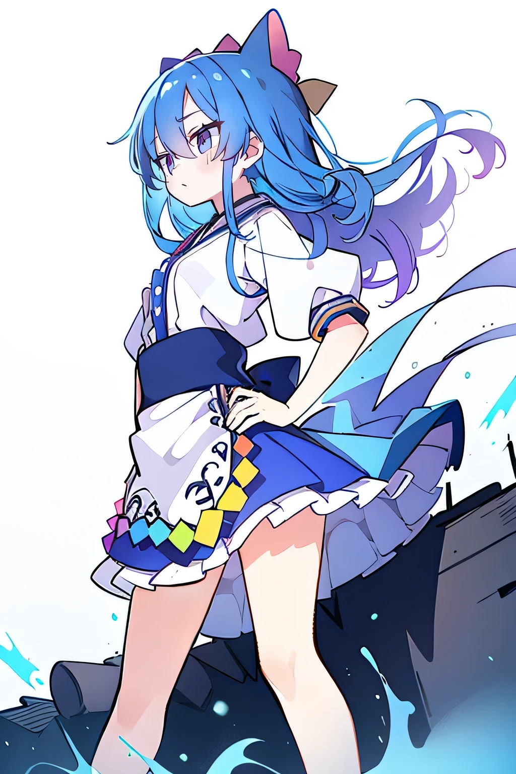 (masterpiece),best quality, expressive eyes, perfect face, 1girl,
Put your hands on your waist,fair, Gorgeous,Japanese cartoons,girl,lola,Hina Angel, blue hair, blue haired, floating clothes,Grab your waist, Grab your waist, hands on hips , hands on hips,sit, sit on ground, Legs on the ground, flat chest,cat ear,