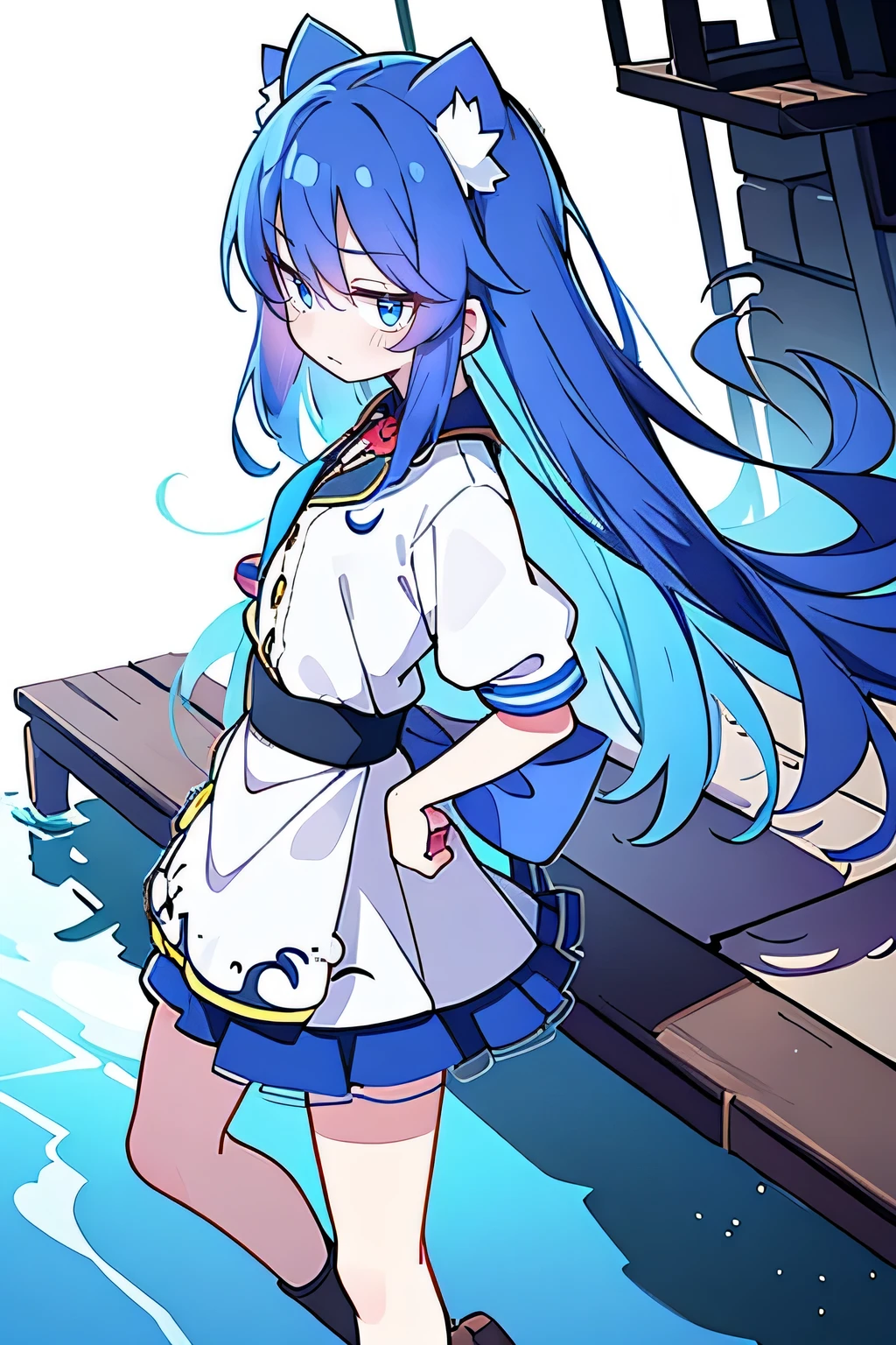 (masterpiece),best quality, expressive eyes, perfect face, 1girl,
Put your hands on your waist,fair, Gorgeous,Japanese cartoons,girl,lola,Hina Angel, blue hair, blue haired, floating clothes,Grab your waist, Grab your waist, hands on hips , hands on hips,sit, sit on ground, Legs on the ground, flat chest,cat ear,