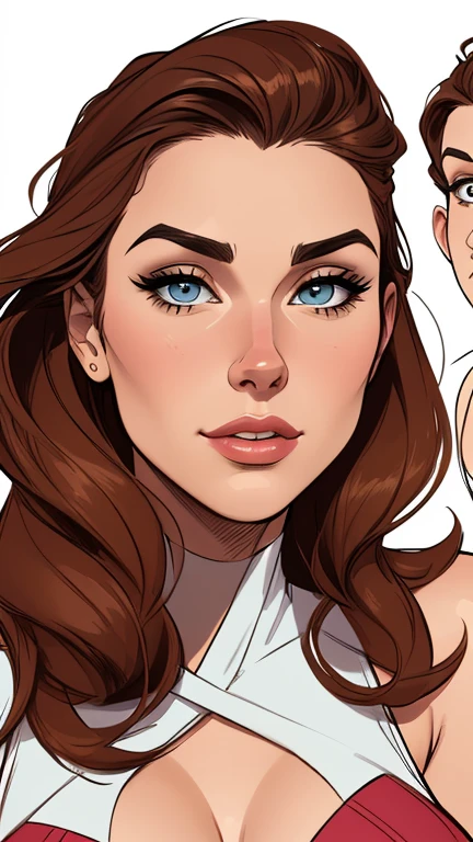 estilo de desenho animado:1.2), Artline drawing fundo branco mulher Imagem de desenho animado de uma mulher , roupas sensuais , garota super valente destemida , cartoon style illustration, estilo de arte dos desenhos animados, estilo de arte dos desenhos animados, digital illustration style, design de personagens altamente detalhado, arte digital detalhada fofa, City fan art, design de personagem retrato, beautiful digital illustration, retrato de alta qualidade, arte em quadrinhos, retrato do design do personagem, white background Busty without clothes and medium breasts female character cast of friends with 80's clothes and 80's hairstyle Cartoon style