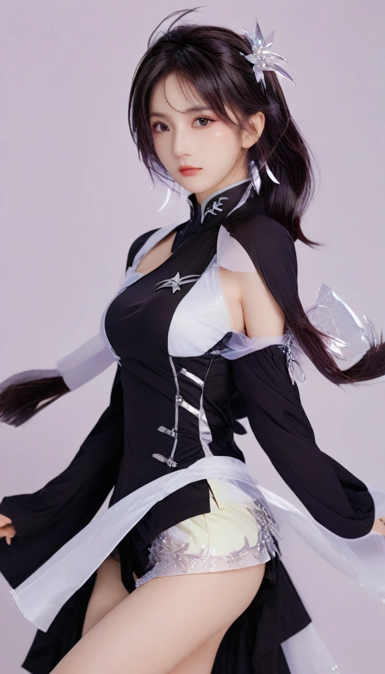 there is a woman with a sword and a black dress, anime girl cosplay, anime cosplay, zhongli from genshin impact, japanese goddess, seductive tifa lockhart portrait, ayaka cosplay, keqing from genshin impact, anime goddess, tifa lockhart, cosplay, tifa, professional cosplay, iu lee ji-eun as a super villain