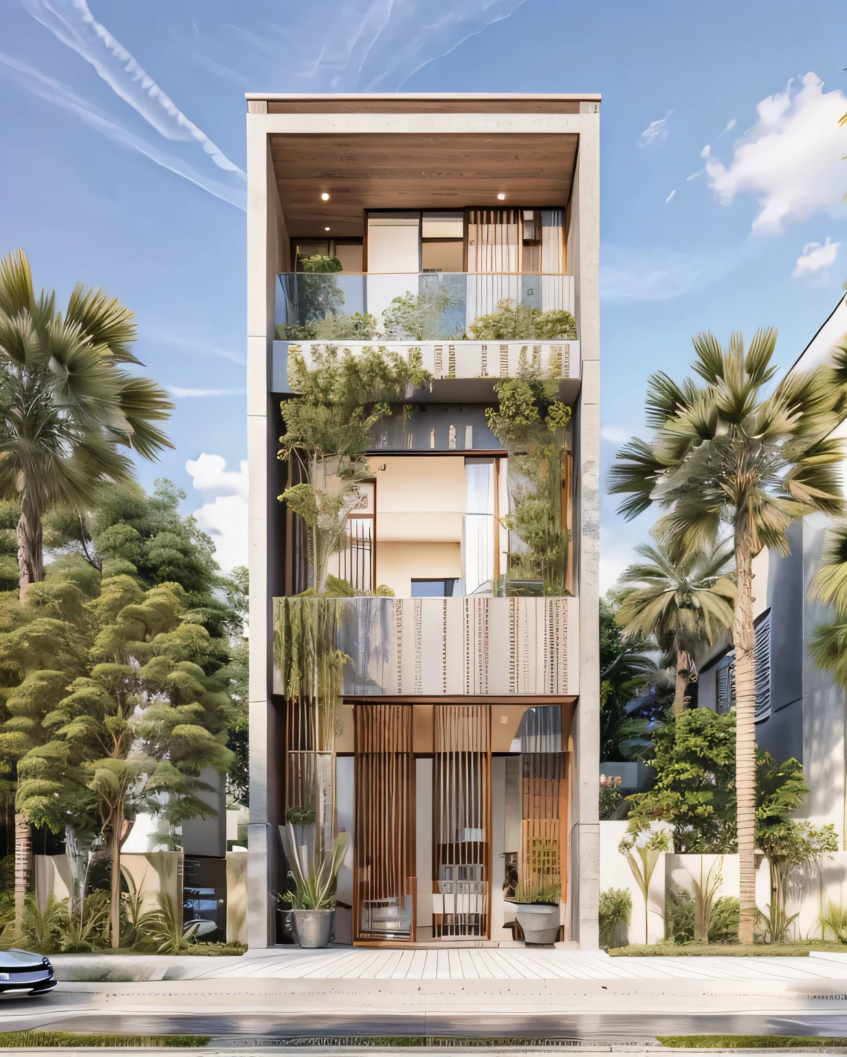 rendering of a modern residential building with a bicycle parked in front, mid-view, frontview, concept house, residential, front-view, artistic impression, rendering, wide angle exterior 2022, front perspective, front elevation view, modern lush condo as shopfront, passive house, a hyper realistic, an architectural, full - view, an ultra realistic, a view of a modern house with a pool and a patio, large modern residence, modern architecture, contemporary architecture, modern architecture design, modern design, luxury architecture, contemporary house, ultra modern, contemporary design, stunning architecture, bold architecture, modern house, architectural shot, arhitectural shot, contemporary masterpiece, award winning contemporary, imposing architecture, elegant architecture