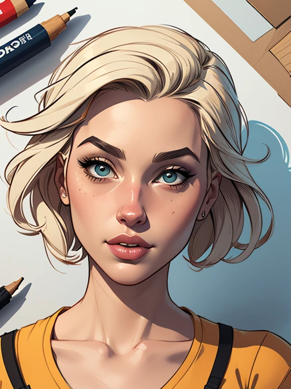 Personagem jogo Fallout uniforme da Fallout Imagem de desenho animado de uma mulher .cartoon style illustration, estilo de arte dos desenhos animados, estilo de arte dos desenhos animados, digital illustration style, design de personagens altamente detalhado, arte digital detalhada fofa,, Design de personagens de retrato, beautiful digital illustration, retrato de alta qualidade, Arte em quadrinhos, Corpo inteiro
