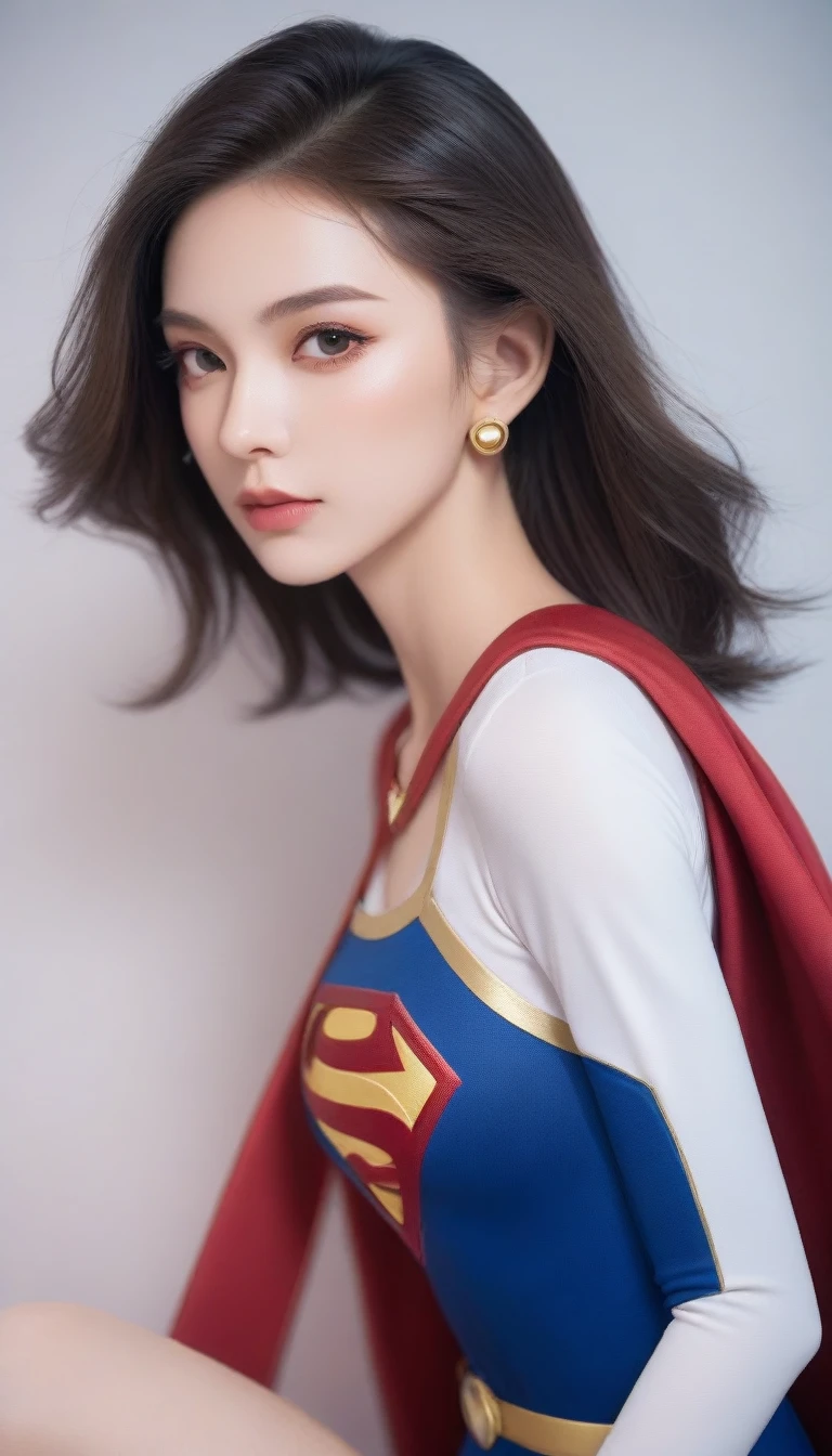 a close up of a woman in a superman costume posing for a picture, supergirl, ig model | artgerm, anime visual of supergirl, trending artgerm, extremely detailed artgerm, amouranth as a super villain, wojtek fus, power girl, style artgerm, superhero body, realistic anime 3 d style, artgerm style