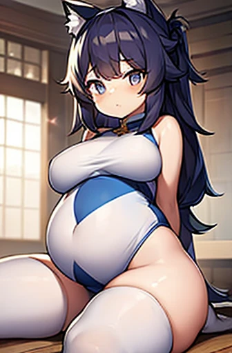 pregnant with many girls, Have cat ears,Pregnant, birth, work、A belly so huge that it can&#39;t exist in reality、Belly on the verge of bursting、Looks very painful、small face、Giant belly、Big belly、、masterpiece、embarrassed look、Are fat、Belly bigger than body、Exposed、big breasts