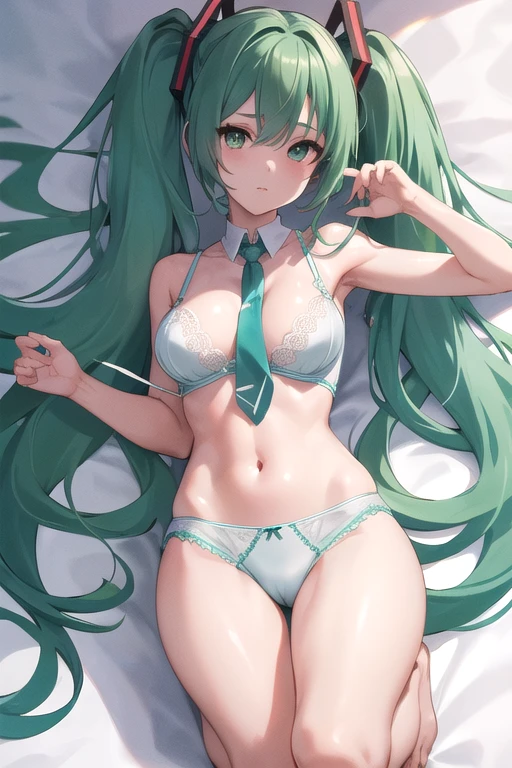 Seios grandes Hatsune Miku,electronic singer,cabelo verde,Ombros nus,uma saia preta,mangas pretas,(Blusa de cor branca),Roupas brancas,8k,A high resolution,olhos verdes,fundo do concerto,No local do concerto,em concerto,Only beautiful thighs are exposed,the clothes are white,appear on the arm is 01,The number is 01,fundo brilhante,Leaves', cabelo de alta qualidade 8k ,The eyes of the anime heroine,Olhos de detalhes ultraelevados,olhos de alta qualidade,gravata longa,The length of the tie is thirty cm,Olhos de alto detalhe , and in panties and bra, full body wet from the rain
