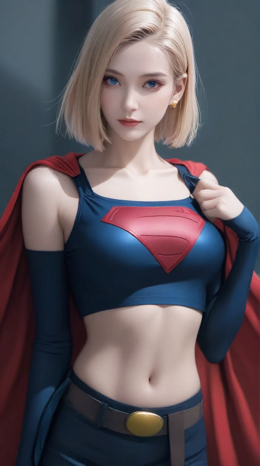 a close up of a woman in a superman costume posing for a picture, supergirl, ig model | artgerm, anime visual of supergirl, trending artgerm, extremely detailed artgerm, amouranth as a super villain, wojtek fus, power girl, style artgerm, superhero body, realistic anime 3 d style, artgerm style